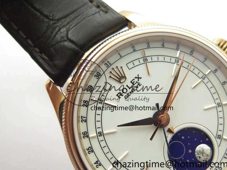 MiroTime 0320 Cellini 50535 Moonphase RG GMF Best Edition White Dial on Brown Leather Strap A Lightweight 2634